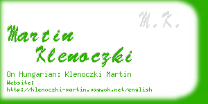 martin klenoczki business card